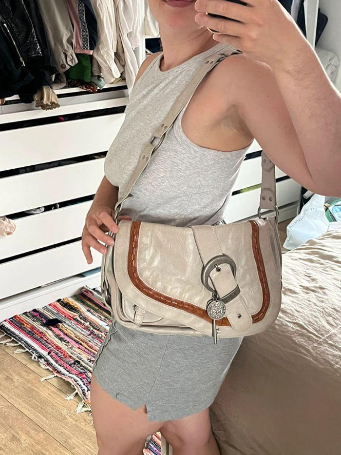 Sac en cuir Christian Dior Gaucho gris beige selle vintage bandoulière - photo numéro 14