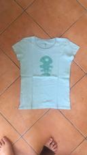 T shirt bleu turquoise avec motif a paillettes pour fille