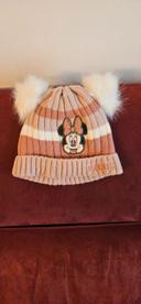 Bonnet fille  a pompons, Minnie, quasi neuf taille 12/18 mois,80cm, 48/49