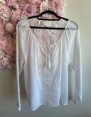 Blouse bohème Sud Express blanche avec broderies florales, taille S oversize