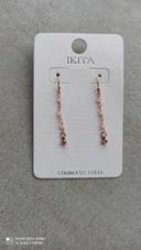 Boucles d'oreilles acier perles rose ikita - Longueur 4 cm