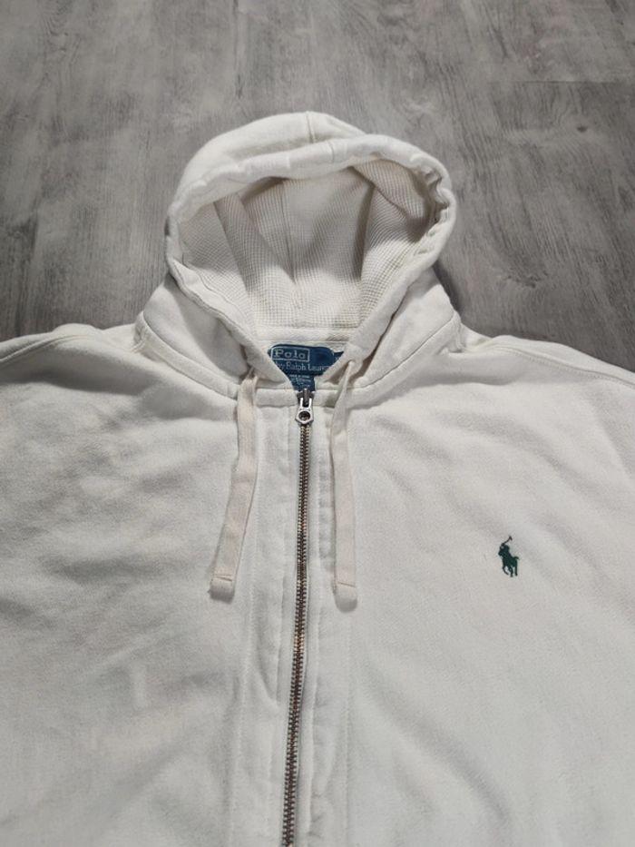 Veste à Capuche Full Zip Ralph Lauren Blanc Logo Brodé Vert Taille 3XL Homme - photo numéro 4