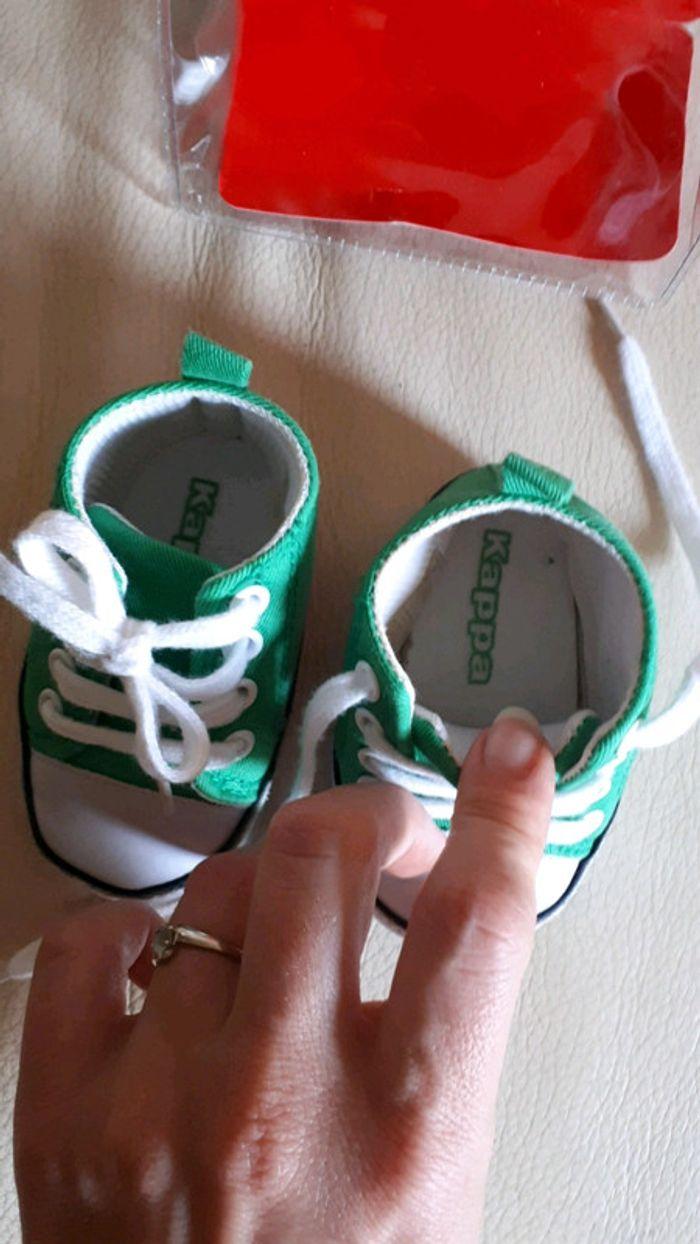 Chaussures vertes bébé en toile Kappa - photo numéro 5