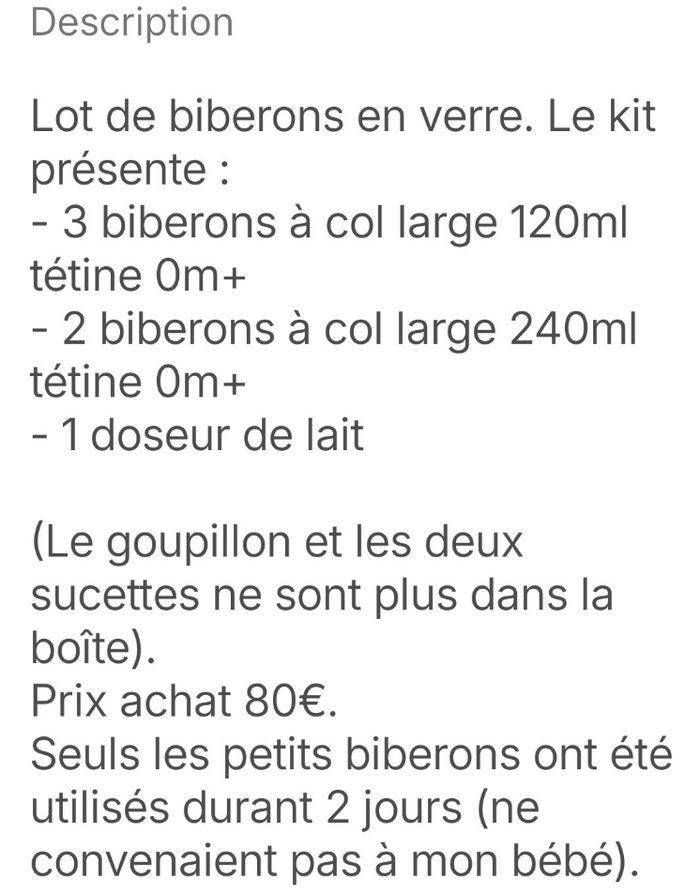 Lot biberon avent neufLot biberon Avent Philippe.  La description complète est dàs ma 4 ème photo..védu car acheté en double - photo numéro 4