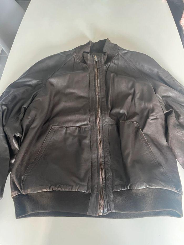 Blouson en cuir marron - photo numéro 1