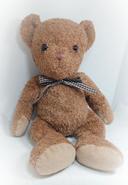 Nounours ours Teddy Bear peluche plush doudou caramel brun Brown marron bouclette nœud rayure