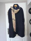 Manteau   Laine  et Angora  Taille 42 bleu  marine  chic