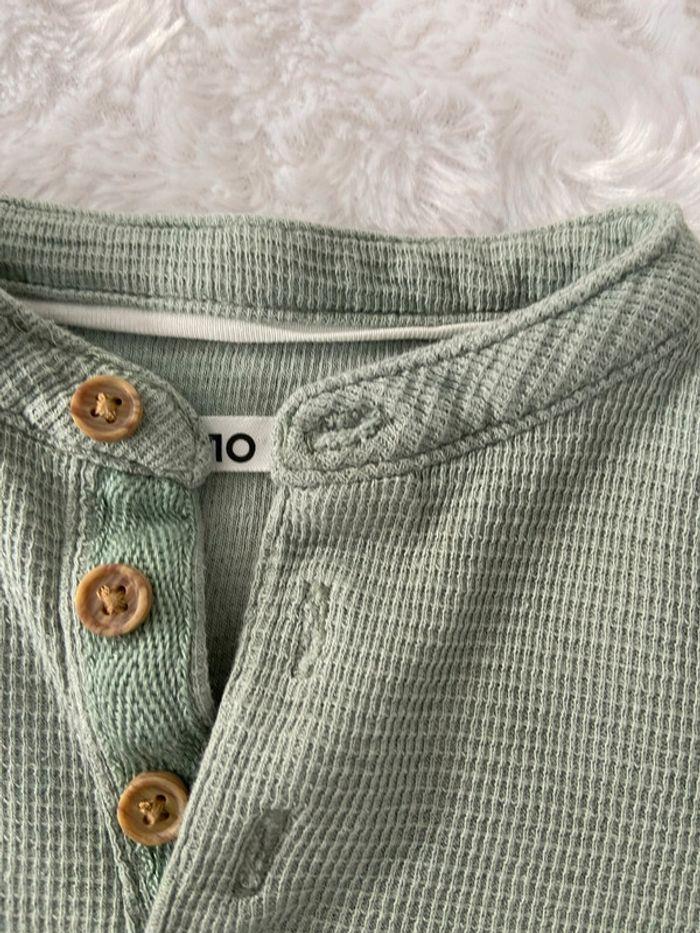 Pull Shirt manches longues menthe vert Gemo coton gauffré  12 mois neuf - photo numéro 4