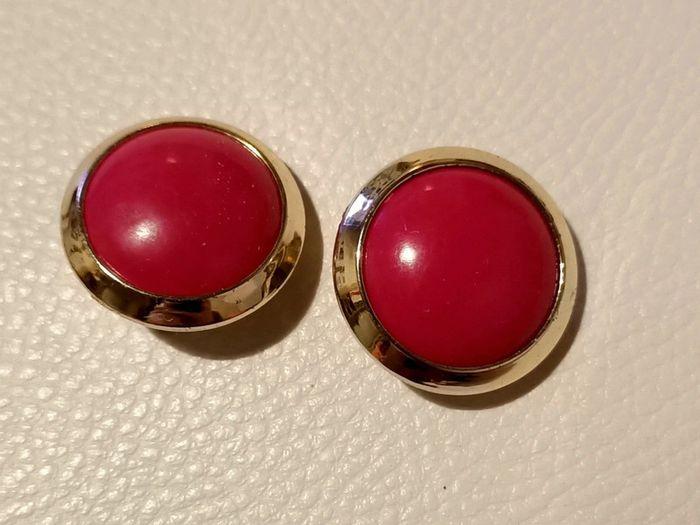 Boucles d'oreilles rond rose - photo numéro 1