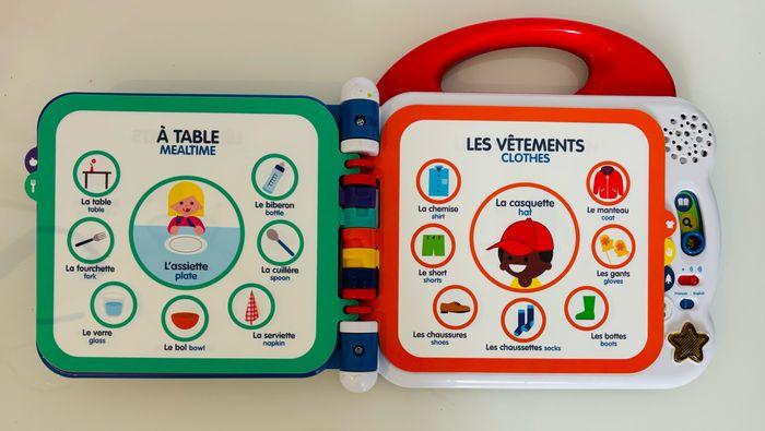 Oxybul Vtech 18 mois - 4 ans mon premier imagier bilingue français anglais mes 100 premiers mots livre éducatif électronique interactif bébé 12 pages illustrées animaux aliments couleurs parties du corps vêtements contraires lot SOP77 - photo numéro 5