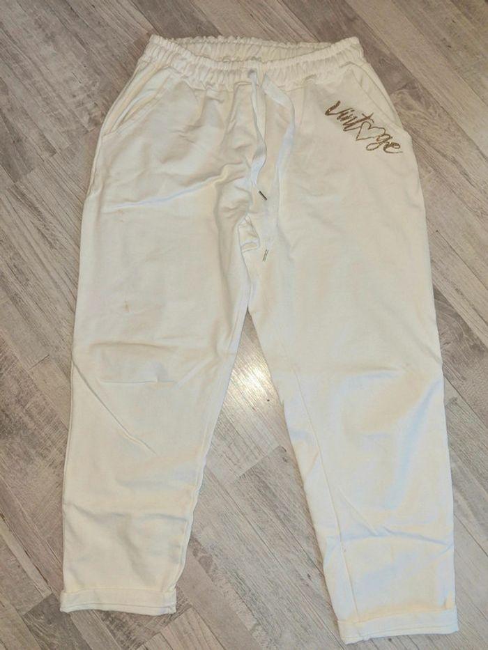 Pantalon blanc taille élastique - photo numéro 1