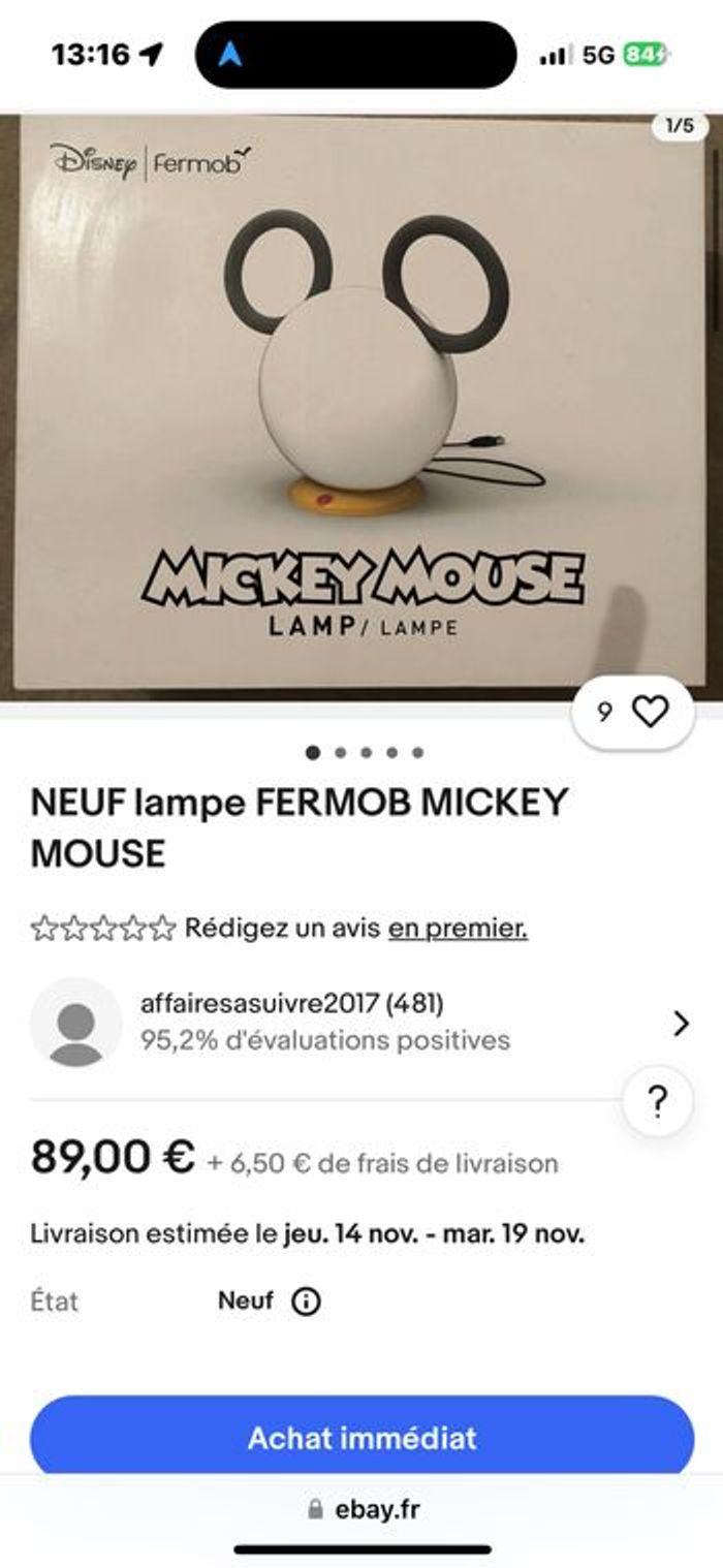 Lampe  led Mickey rechargeable - photo numéro 1