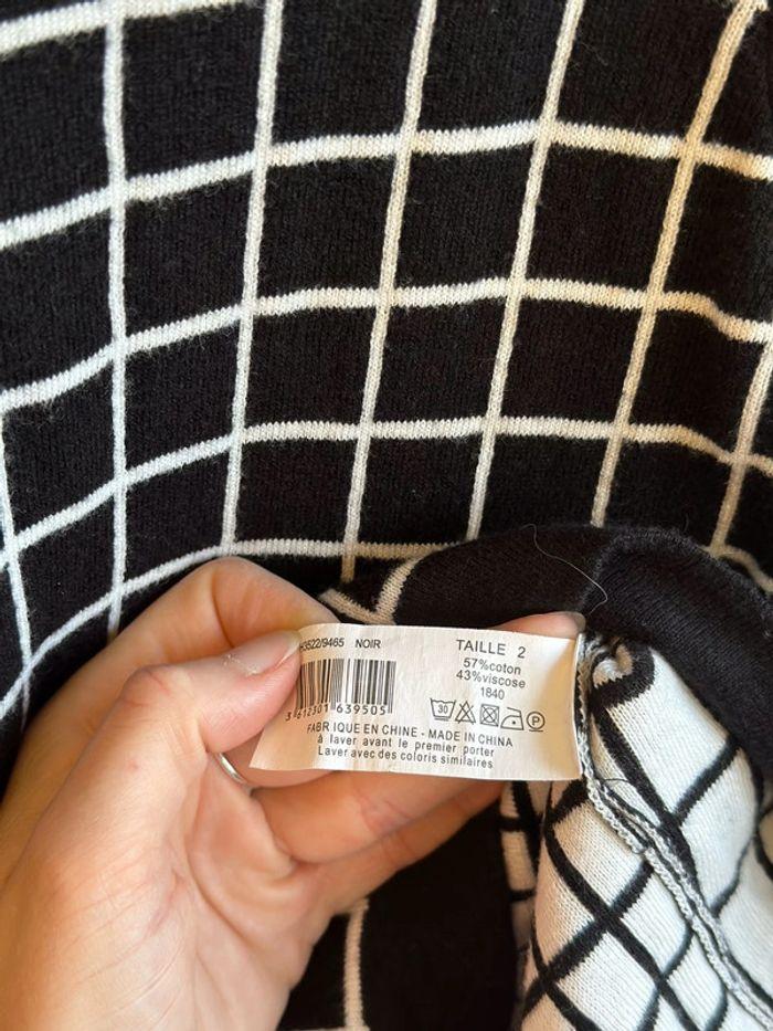 Pull à carreaux Monoprix, noir et blanc, taille 2 - photo numéro 4