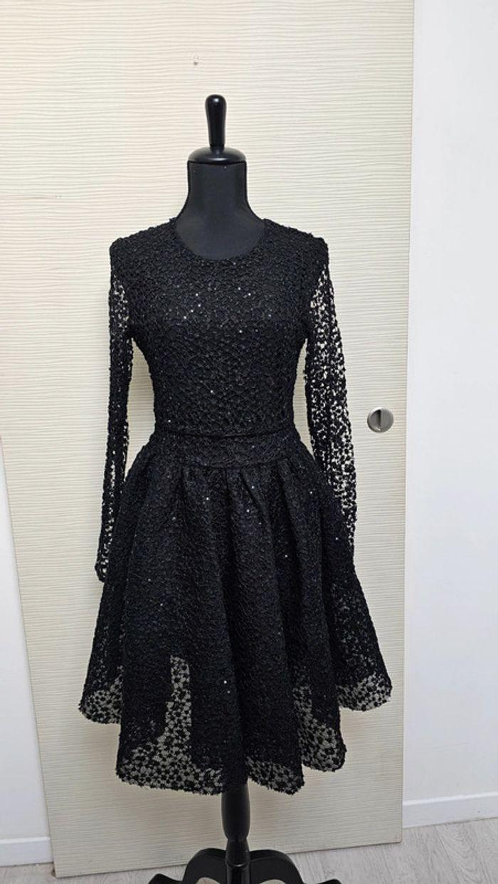 Robe noire sequins broderies plissée Maje - photo numéro 4