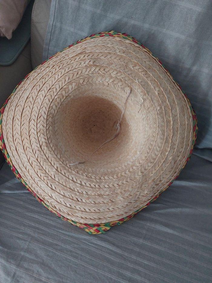 Sombrero Mexique paille   beige avec ruban - photo numéro 2