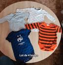 Lot de 4 bodys- taille 6 mois