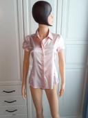 Chemise blouse marque city taille 36 S rose poudré métallisé