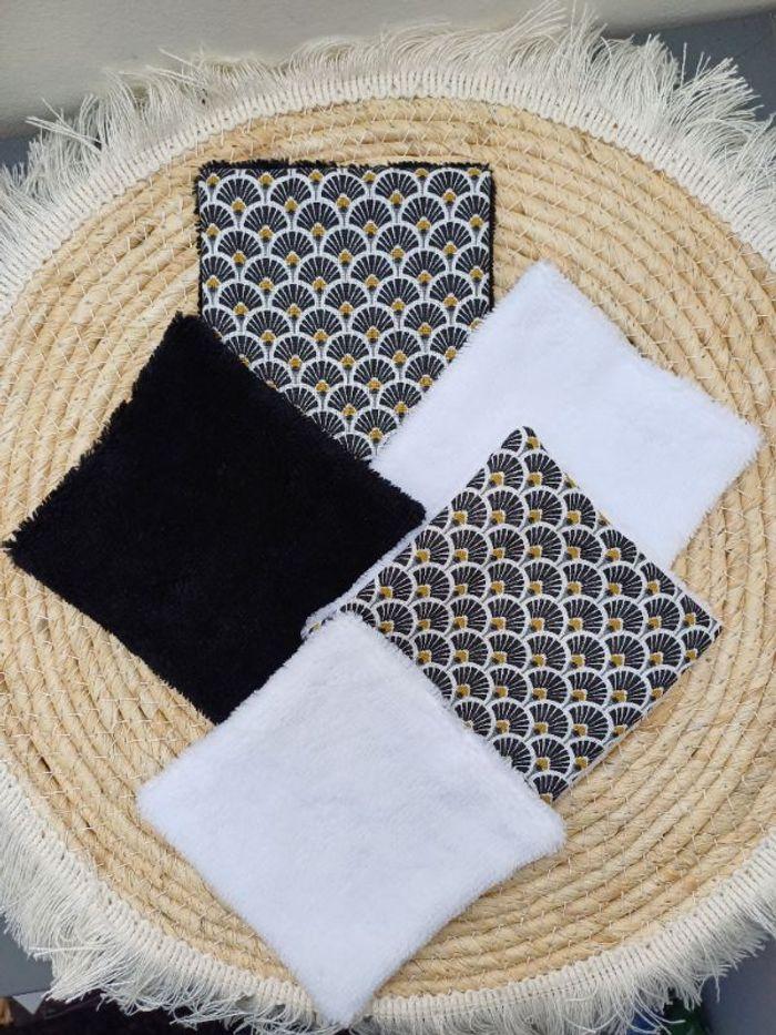 Lot de 5 lingettes lavables - coloris noir, blanc, doré - photo numéro 3