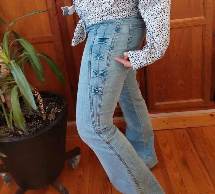 Jeans evasé  / large vintage denim flared  low  waist  90's  ancho recto  baggy I.Code  Y2k - photo numéro 1