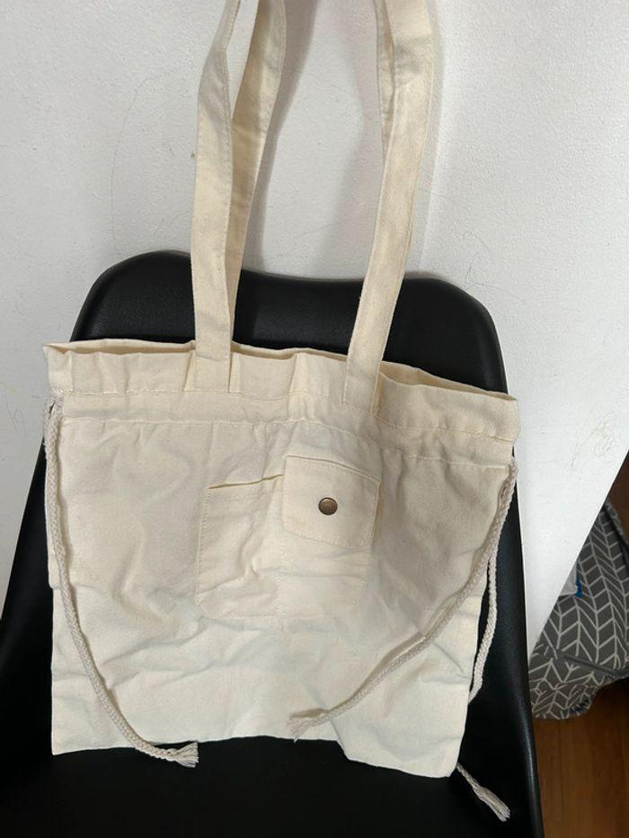 Tote bag sac fourre tout fermeture ficelle neuf - photo numéro 1