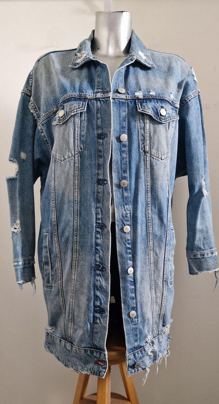 📌 Veste Longue Destroy Over Size en Jean Zara - photo numéro 1