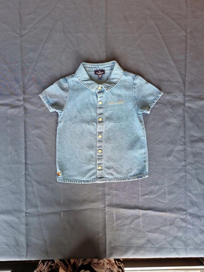 Chemise manche courte en jeans 2ans - photo numéro 1