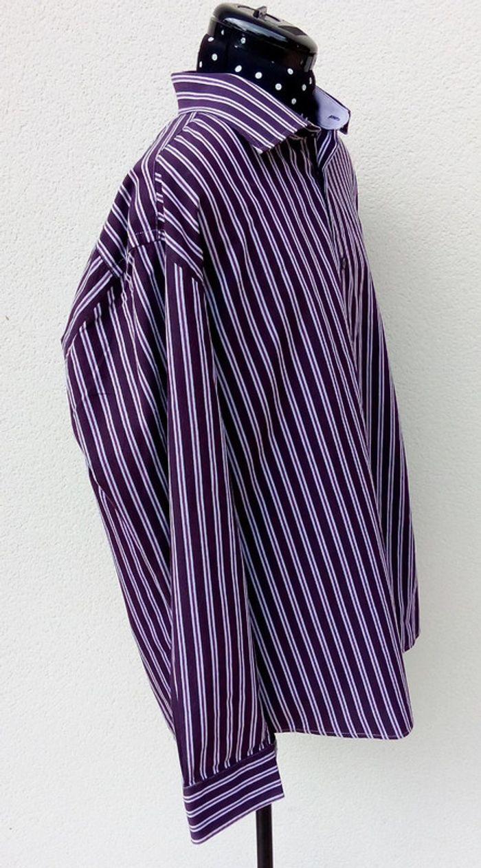 Chemise manches longues Celio à rayures bordeaux taille XL - photo numéro 2