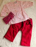 Tunique manches longues et pantalon, rose et bordeaux, Petit Kimbaloo-3mois