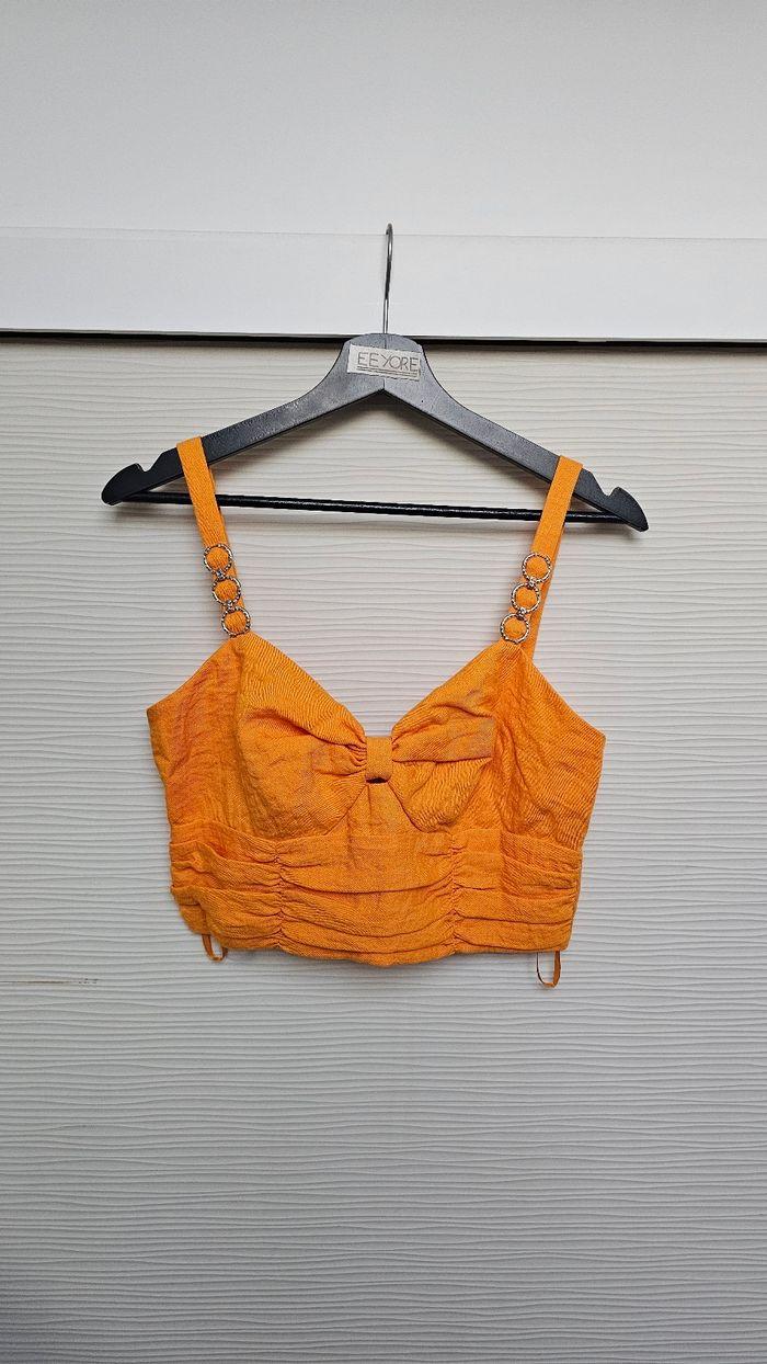 Débardeur bustier crop top orange Morgan - photo numéro 1