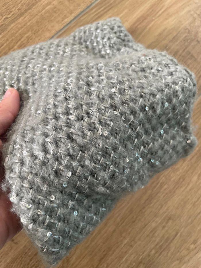 Bonnet et snood fille TAO gris et sequins 4-6 ans - photo numéro 2