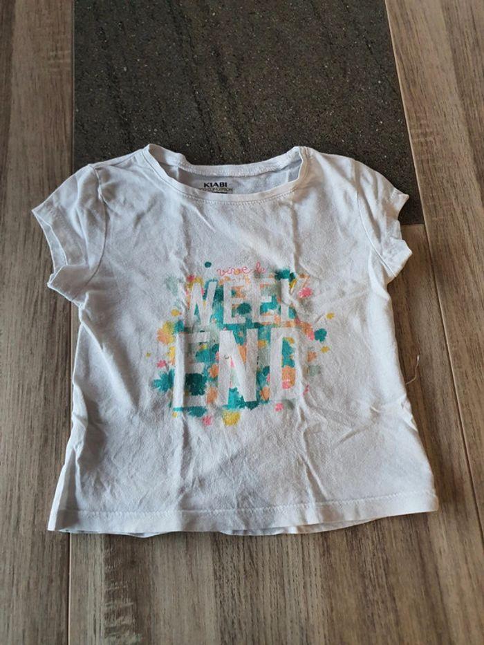 T shirt blanc "vive le week-end" kiabi 3 ans - photo numéro 1