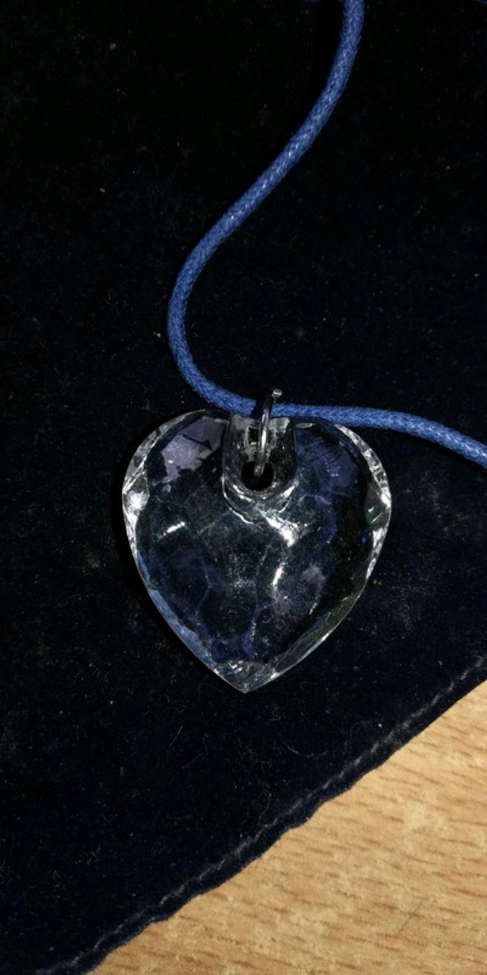 Collier lacet bleu et cœur - photo numéro 2