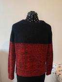 Pull d’hiver bicolore rouge et noir Bizzbee taille XS / 34