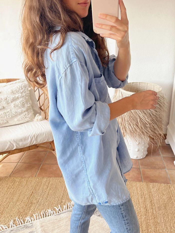 Chemise bleue en lin - photo numéro 2