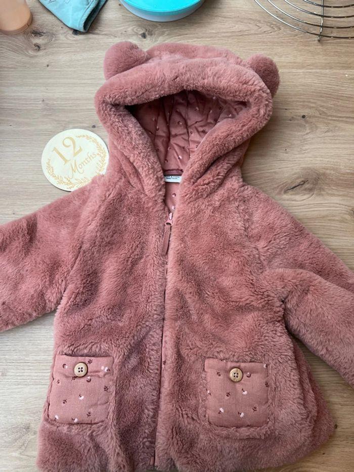 Manteau fourrure petit ourson rose 12mois tape à l’œil - photo numéro 1