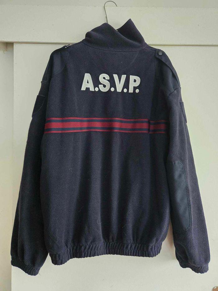 Pull polaire ASVP bande bordeaux taille 2xl - photo numéro 2