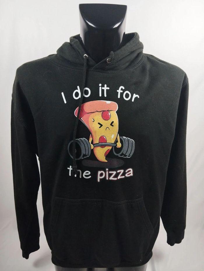 Sweat à capuche homme noir "I Do It For The Pizza" - Just Hoods, taille L - photo numéro 1