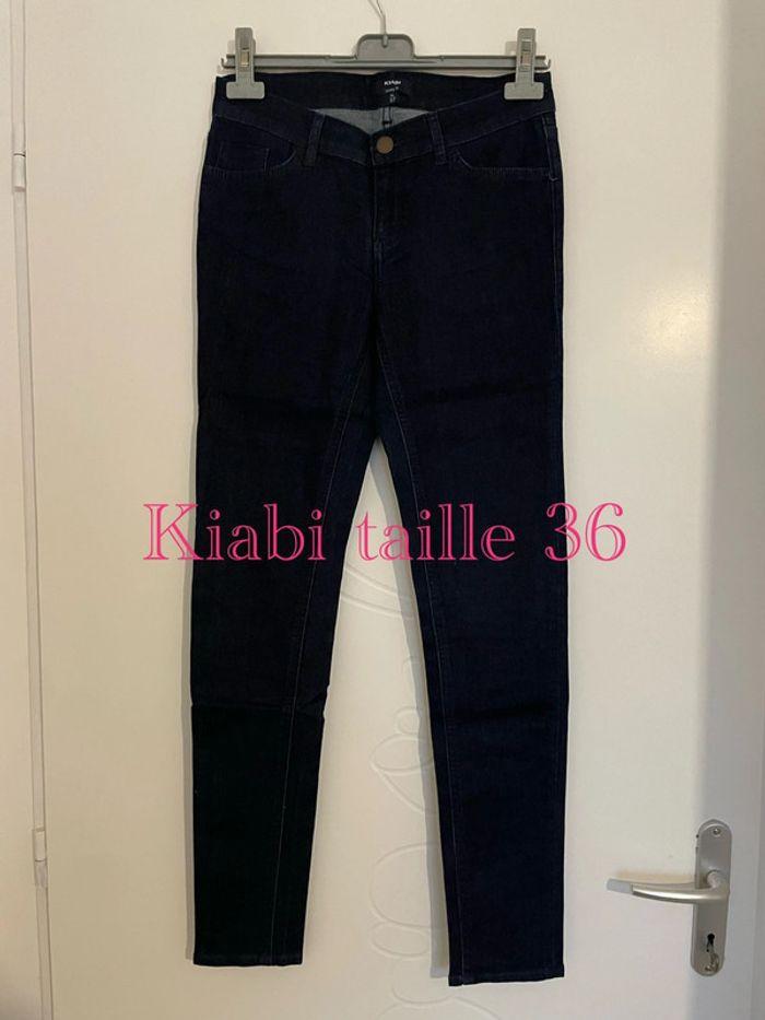 Pantalon jean extensible bleu foncé taille haute coupe skinny neuf kiabi taille 36 - photo numéro 1