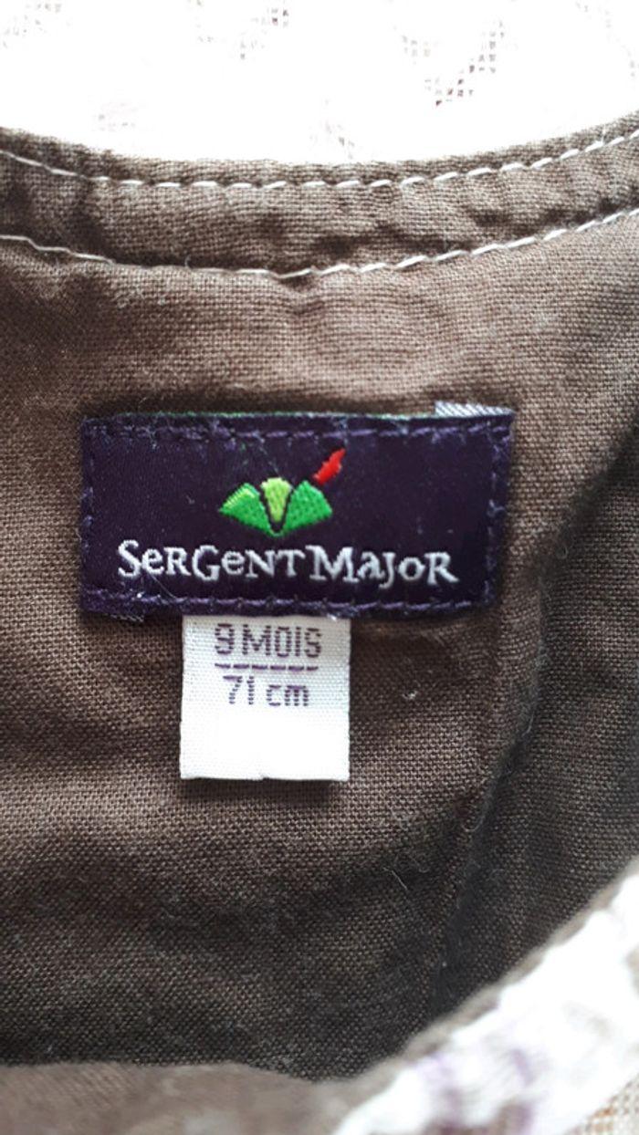 Saloppette courte garçon à carreaux beige violet marron Sergent Major 9 mois neuve - photo numéro 5