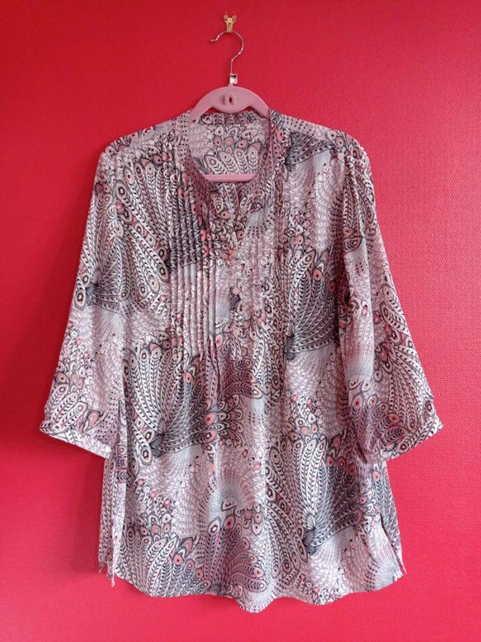 Blouse Taille 42 Marron clair et rosé. - photo numéro 2