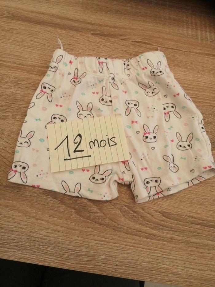 Short blanc lapins bébé 12/18 mois 80cm - photo numéro 1