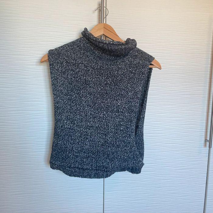 Pull - poncho sans manche gris chiné Zara Knit femme - photo numéro 5