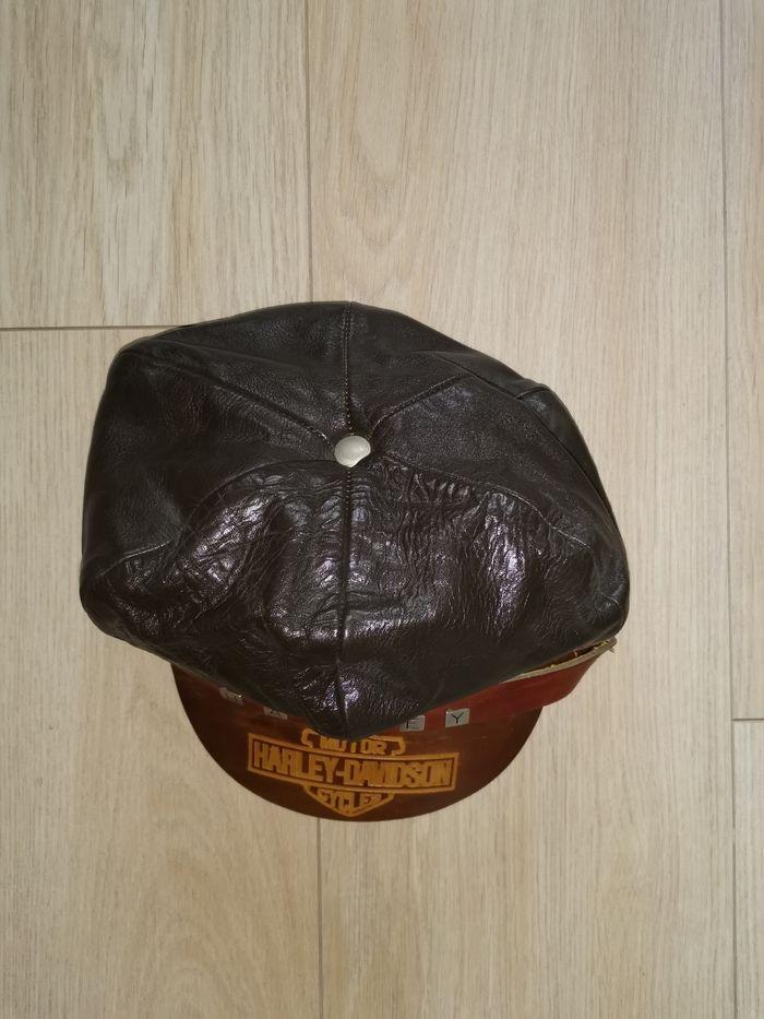 Casquette vintage en cuir Harley Davidson - photo numéro 3