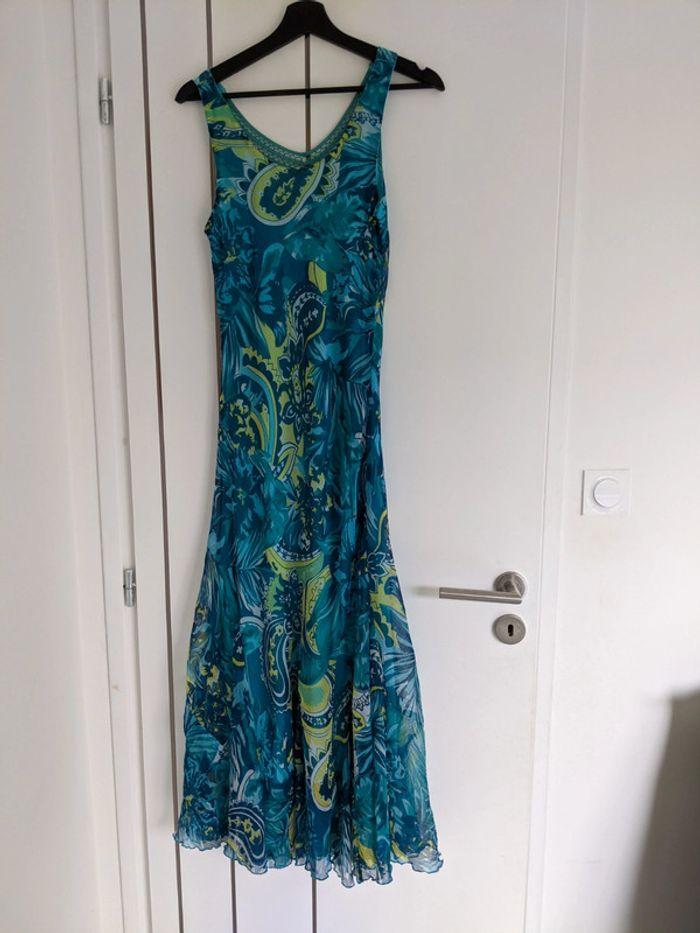 Robe longue imprimé bleu / vert - photo numéro 2