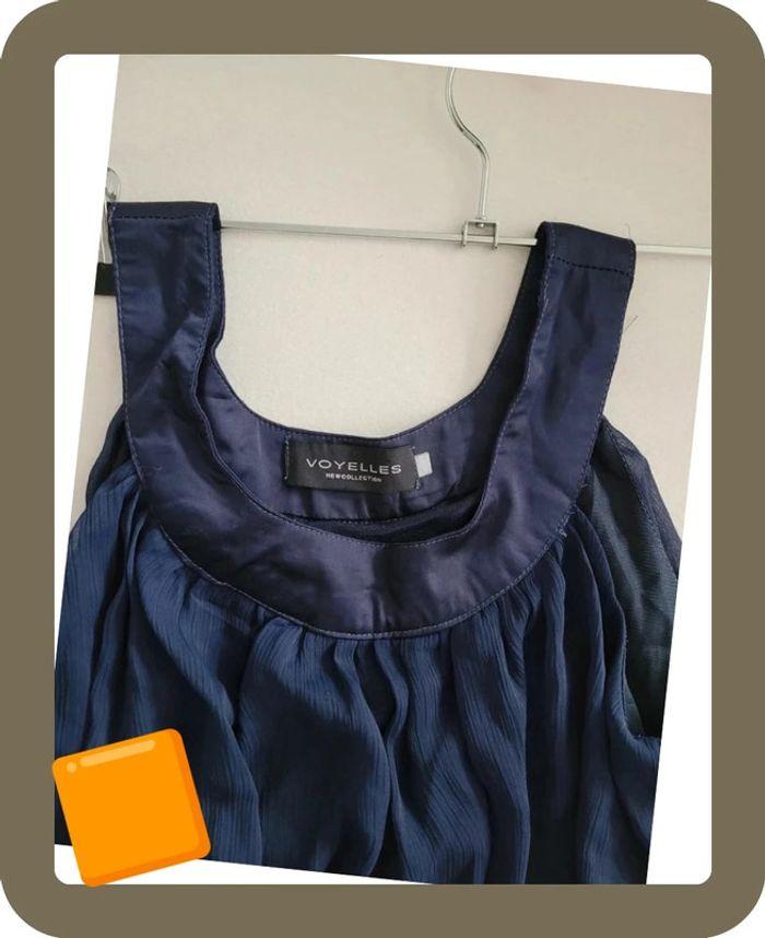 🌻 Blouse Tunique bleu marine taille 36 Voyelles - photo numéro 4