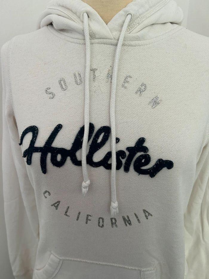 Sweat-shirt à capuche femme blanc Hollister argenté marine - photo numéro 2