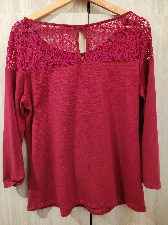 Blouse rouge dentelle t 42  Grain de Malice - photo numéro 5