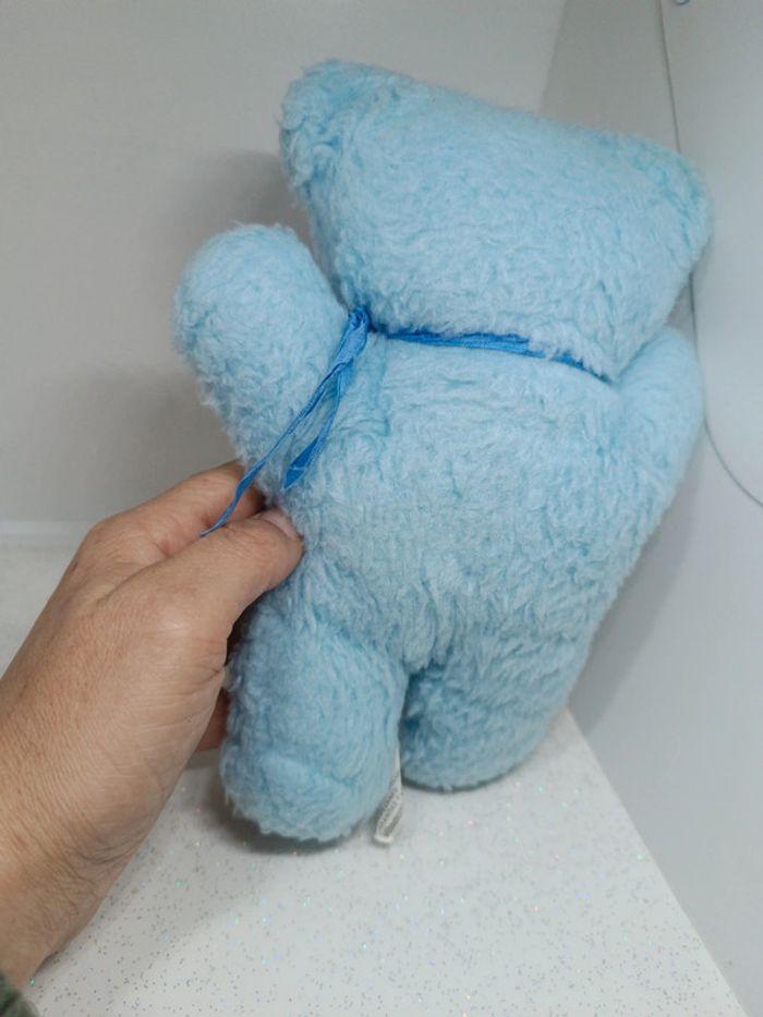 Nounours ours Teddy Bear ourson bleu blue ciel clair vintage petit small minouche tire langue - photo numéro 8