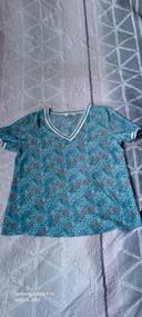 Blouse ample motif fleurs bleu femme M season