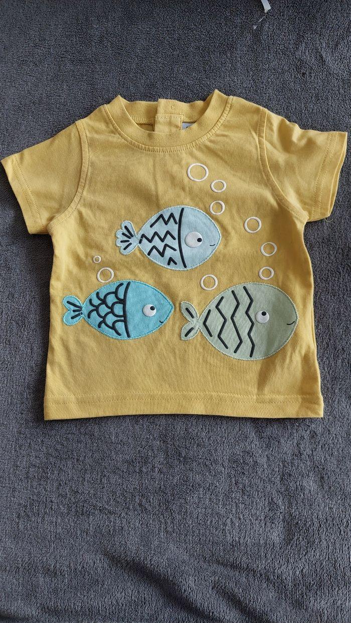 T-shirt manches courtes avec poisson 6 mois